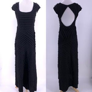 Free People Sz S Black Ruffle Maxi Dress Stretch